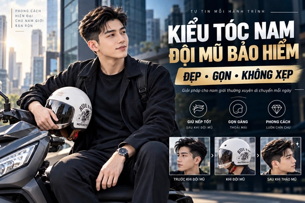 8 kiểu tóc nam đội mũ bảo hiểm đẹp, gọn và không xẹp
