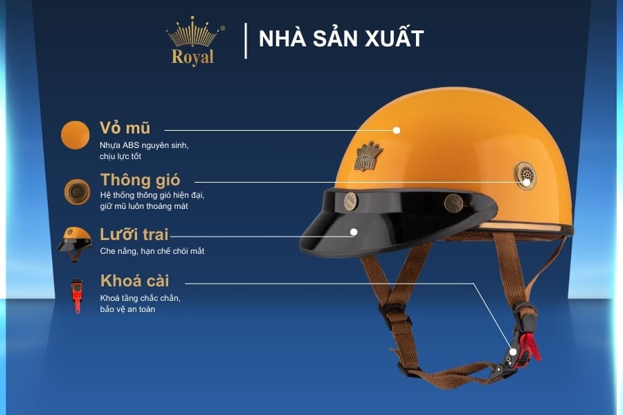 Cấu tạo chi tiết nón bảo hiểm Royal M379A.