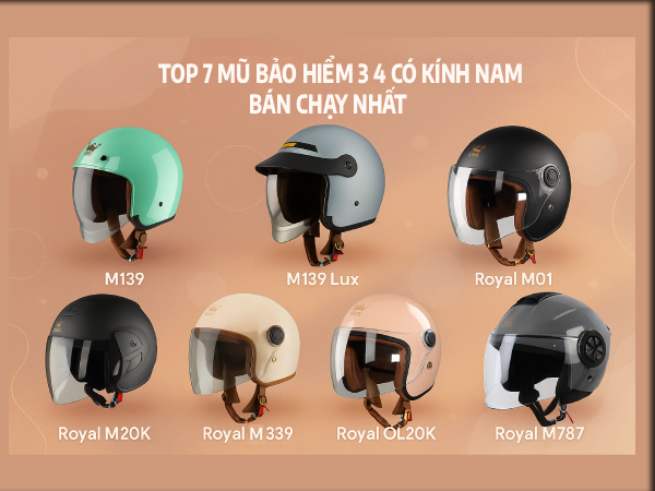 Top 7 mũ bảo hiểm 3 4 có kính nam tốt nhất
