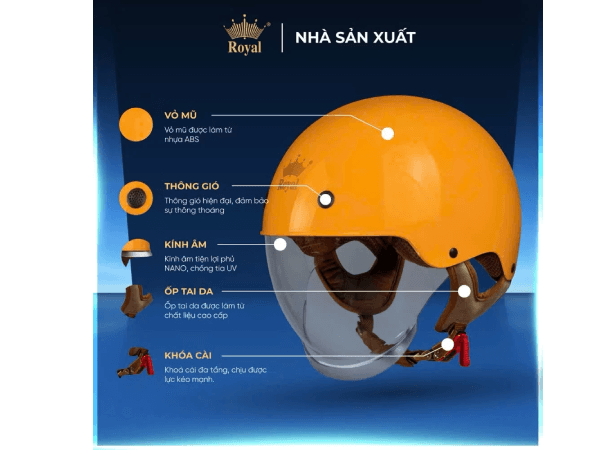 Mũ bảo hiểm nửa đầu có kính