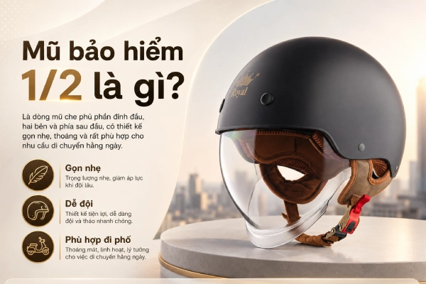 Mũ bảo hiểm 1/2 là gì?